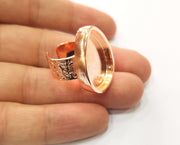 Rose Gold Ring Blank Base Bezel Settings Rose Gold Cabochon Base Mountings Adjustable Resin Ring (25x18mm Blank)  G18699