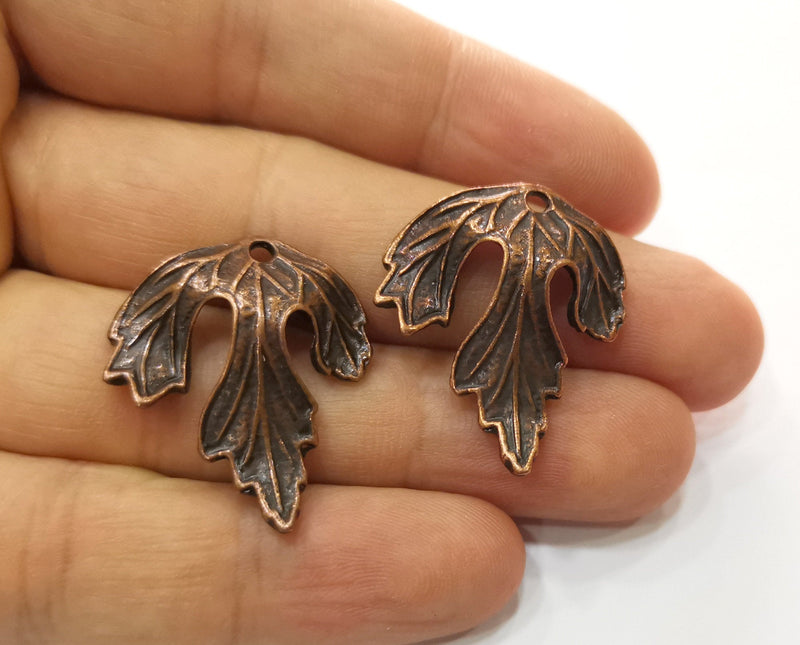 2 Leaf Charms Antique Copper Plated Charms (30x25mm) G18706