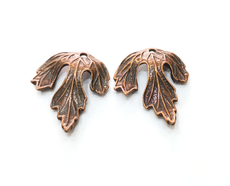 2 Leaf Charms Antique Copper Plated Charms (30x25mm) G18706