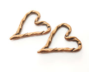 2 Heart Charms Antique Copper Plated Charms (40x34mm) G18707