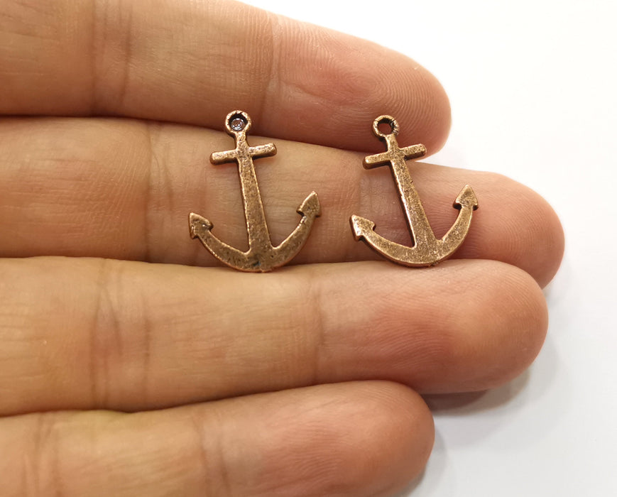 10 Anchor Charms Antique Copper Plated Charms (21x16mm) G18711
