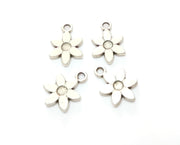 10 Flower Charms Antique Silver Plated Charms (17x12mm)  G18714