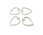 10 Heart Charms Antique Silver Plated Charms (21x15mm) G18716