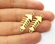 4 Fish bone Charms Connector Gold Plated Charms (31x12mm)  G18221