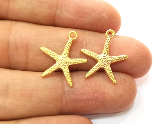 10 Starfish Charms Gold Plated Charms (20x18mm)  G18225