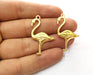 4 Flamingo Charms Gold Plated Charms (39x24mm)  G18227