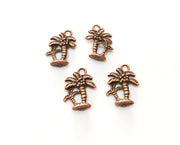 10 Palm Tree Charms Antique Copper Plated Charms (17x12mm)  G18228