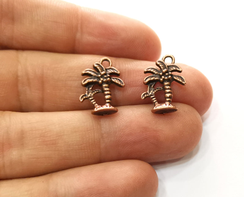 10 Palm Tree Charms Antique Copper Plated Charms (17x12mm)  G18228