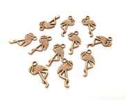 10 Flamingo Charms Antique Copper Plated Charms (23x12mm)  G18229