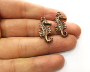 5 Seahorse Charms Antique Copper Plated Charms (28x13mm)  G18231