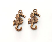 5 Seahorse Charms Antique Copper Plated Charms (28x13mm)  G18231