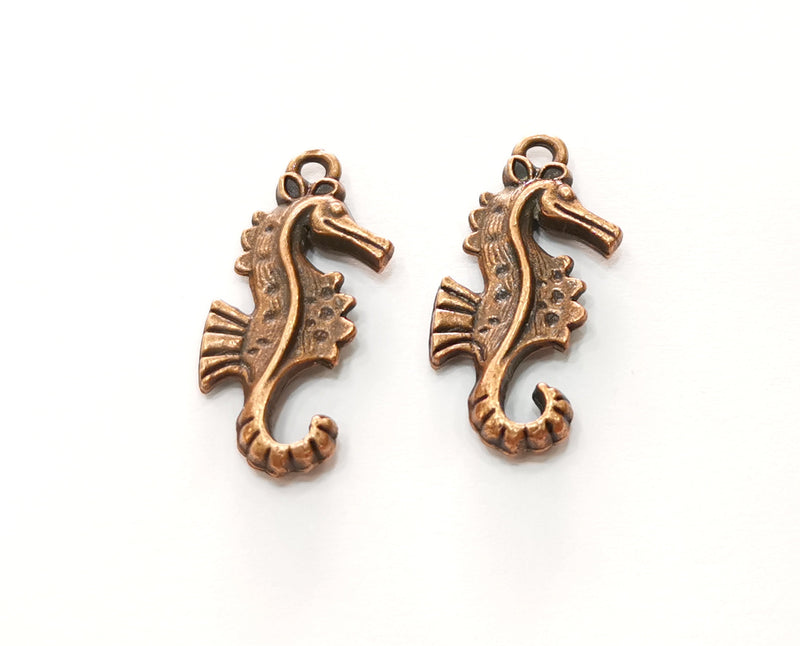5 Seahorse Charms Antique Copper Plated Charms (28x13mm)  G18231