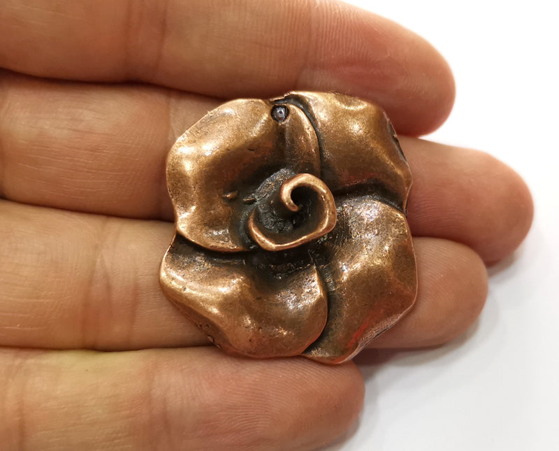 2 Rose Charms Antique Copper Plated Charms (38x35mm)  G18232
