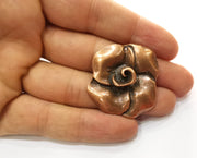 2 Rose Charms Antique Copper Plated Charms (38x35mm)  G18232