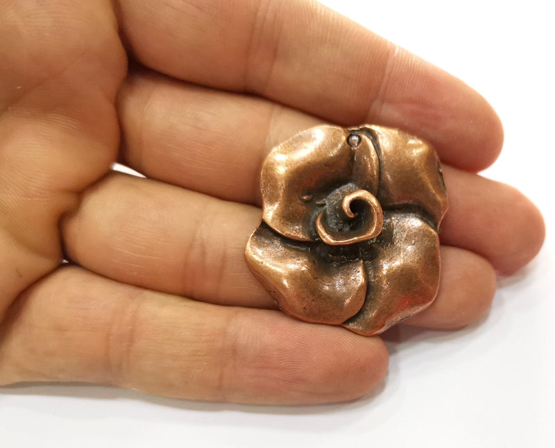 2 Rose Charms Antique Copper Plated Charms (38x35mm)  G18232