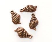 10 Conch Sea Shell Charms Antique Copper Plated Charms (20x10mm)  G18233