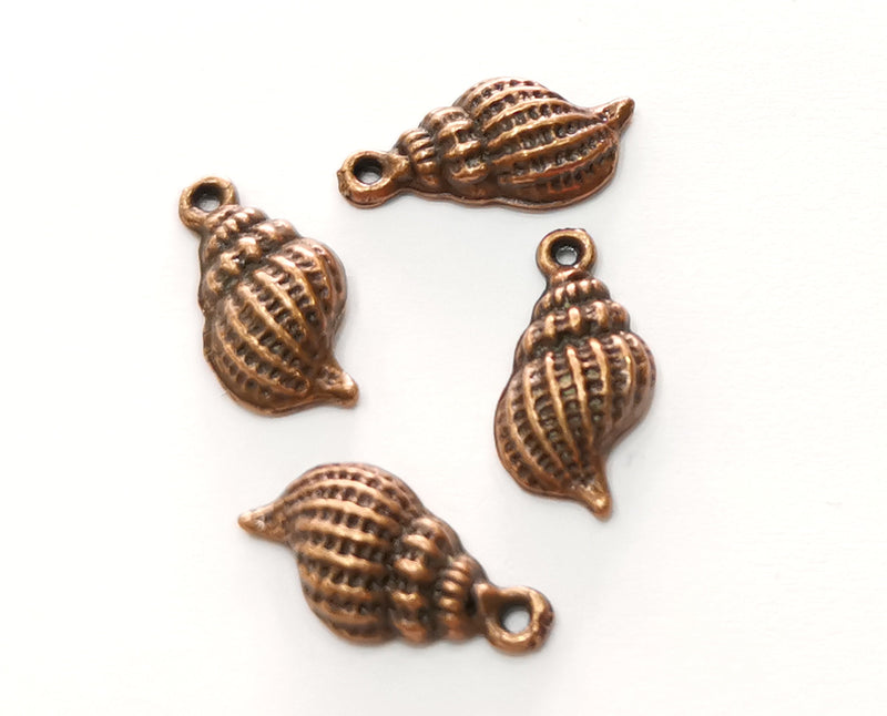10 Conch Sea Shell Charms Antique Copper Plated Charms (20x10mm)  G18233