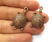 4 Turtle Charms Antique Copper Plated Charms (35x18mm)  G18234