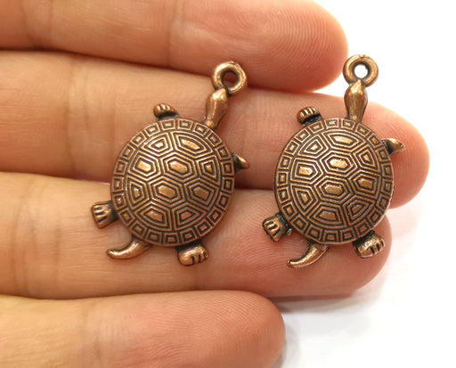 4 Turtle Charms Antique Copper Plated Charms (35x18mm)  G18234