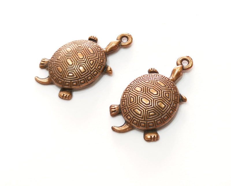 4 Turtle Charms Antique Copper Plated Charms (35x18mm)  G18234