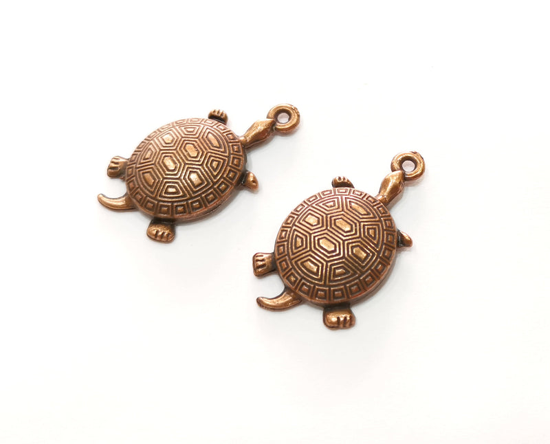 4 Turtle Charms Antique Copper Plated Charms (35x18mm)  G18234