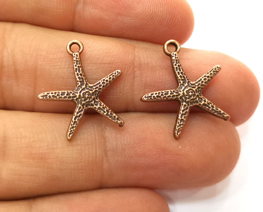 10 Starfish Charms Antique Copper Plated Charms (20x18mm)  G18235