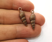 10 Sea Shell Charms Antique Copper Plated Charms (24x7mm)  G18236