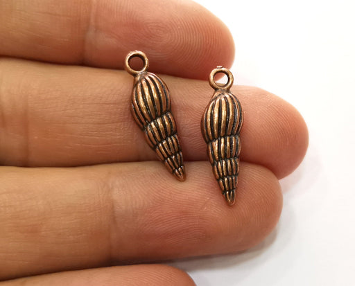 10 Sea Shell Charms Antique Copper Plated Charms (24x7mm)  G18236