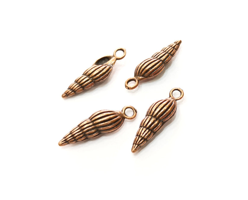 10 Sea Shell Charms Antique Copper Plated Charms (24x7mm)  G18236