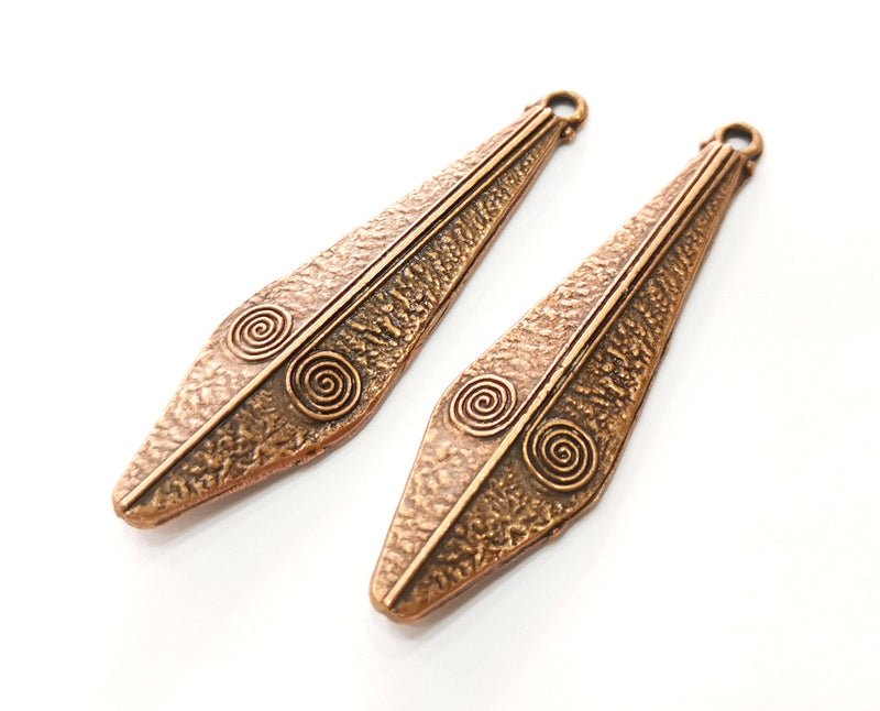 2 Copper Charms Antique Copper Plated Charms (57x15mm) G18239
