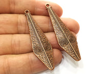 2 Copper Charms Antique Copper Plated Charms (57x15mm) G18239