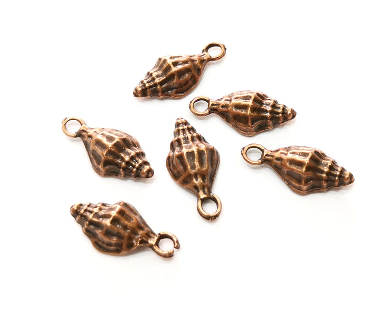 10 Conch Shell Sea Shell Charms Antique Copper Plated Charms (19x8mm)  G18240