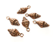 10 Conch Shell Sea Shell Charms Antique Copper Plated Charms (19x8mm)  G18240