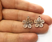 10 Flower Charms Antique Copper Plated Charms (19x16mm)  G18241