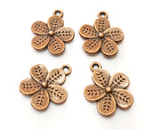 10 Flower Charms Antique Copper Plated Charms (19x16mm)  G18241