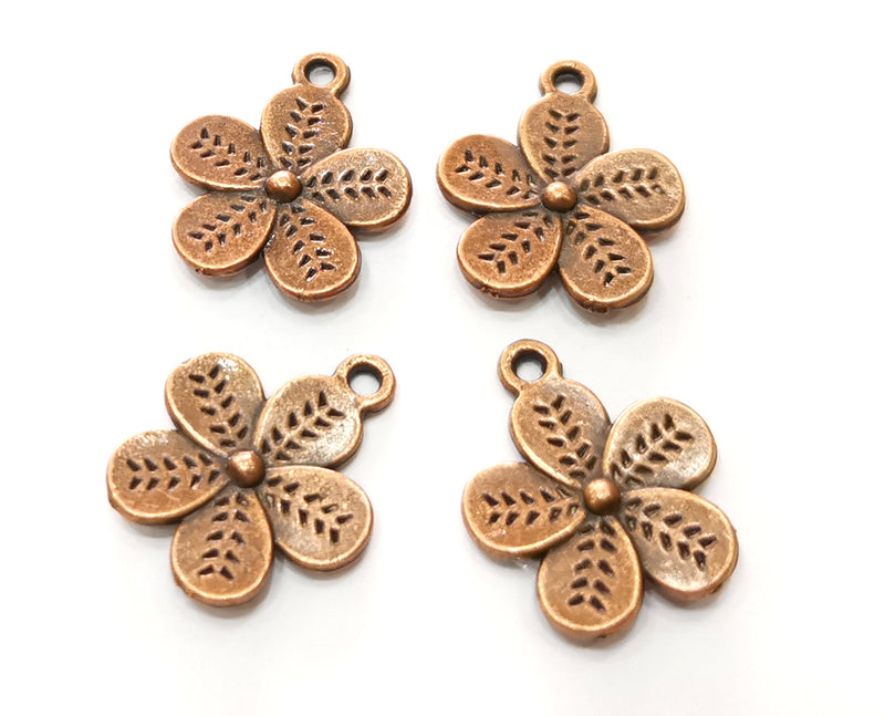 10 Flower Charms Antique Copper Plated Charms (19x16mm)  G18241
