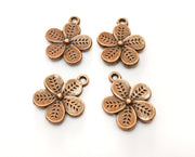10 Flower Charms Antique Copper Plated Charms (19x16mm)  G18241