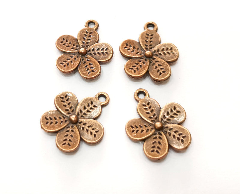 10 Flower Charms Antique Copper Plated Charms (19x16mm)  G18241