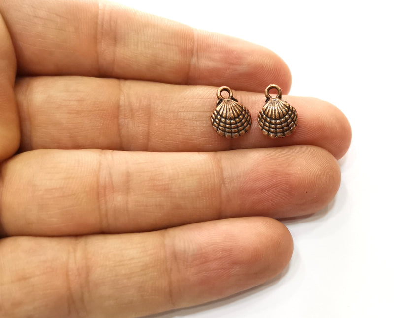 10 Oyster Sea Shell (Double Sided) Charms Antique Copper Plated Charms (13x10mm)  G18243
