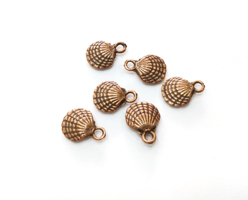 10 Oyster Sea Shell (Double Sided) Charms Antique Copper Plated Charms (13x10mm)  G18243