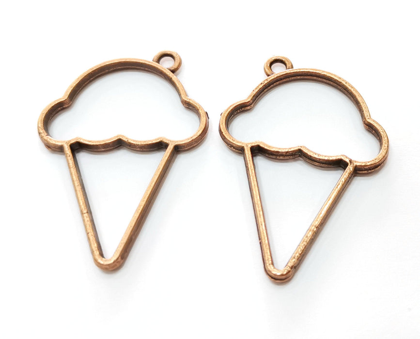 2 Ice Cream Charms Antique Copper Plated Charms (45x32mm)  G18244