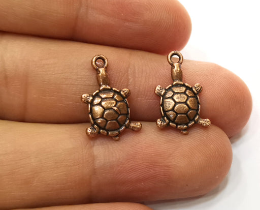 10 Sea Turtle Charms Antique Copper Plated Charms (18x11mm)  G18245