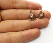 10 Sea Turtle Charms Antique Copper Plated Charms (18x11mm)  G18245