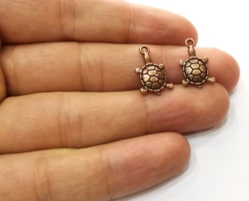 10 Sea Turtle Charms Antique Copper Plated Charms (18x11mm)  G18245