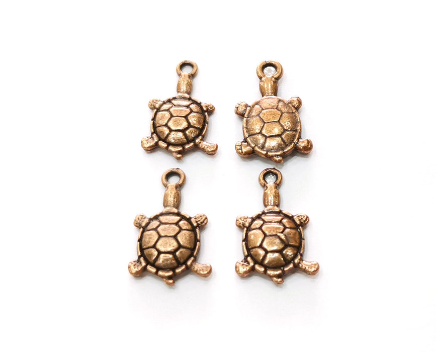 10 Sea Turtle Charms Antique Copper Plated Charms (18x11mm)  G18245