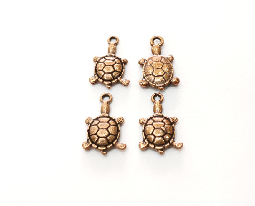 10 Sea Turtle Charms Antique Copper Plated Charms (18x11mm)  G18245