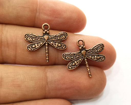 10 Dragonfly Charms Antique Copper Plated Charms (21x19mm)  G18246