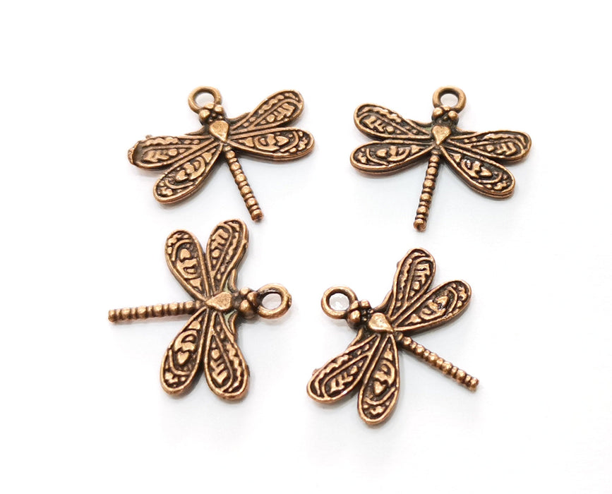 10 Dragonfly Charms Antique Copper Plated Charms (21x19mm)  G18246