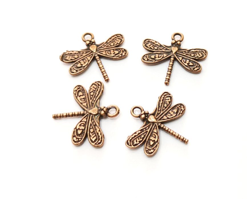 10 Dragonfly Charms Antique Copper Plated Charms (21x19mm)  G18246