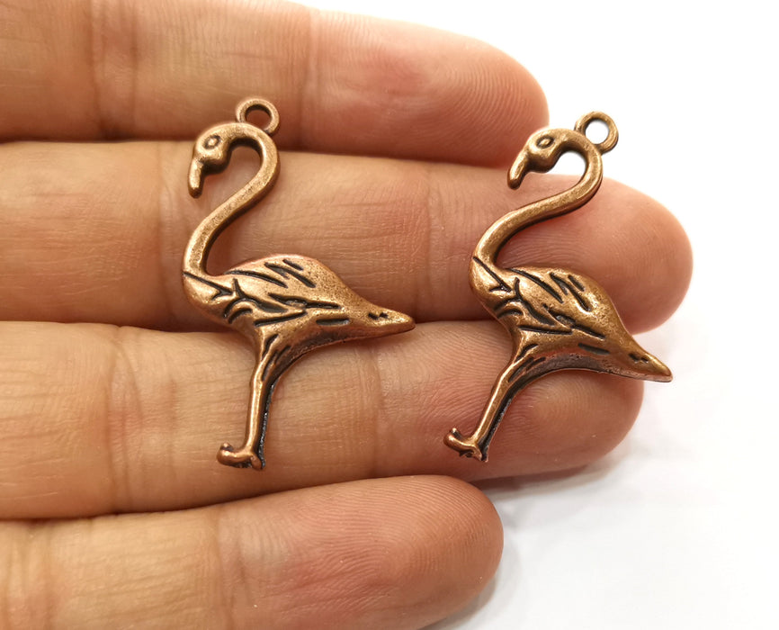 4 Flamingo Charms Antique Copper Plated Charms (39x24mm)  G18247